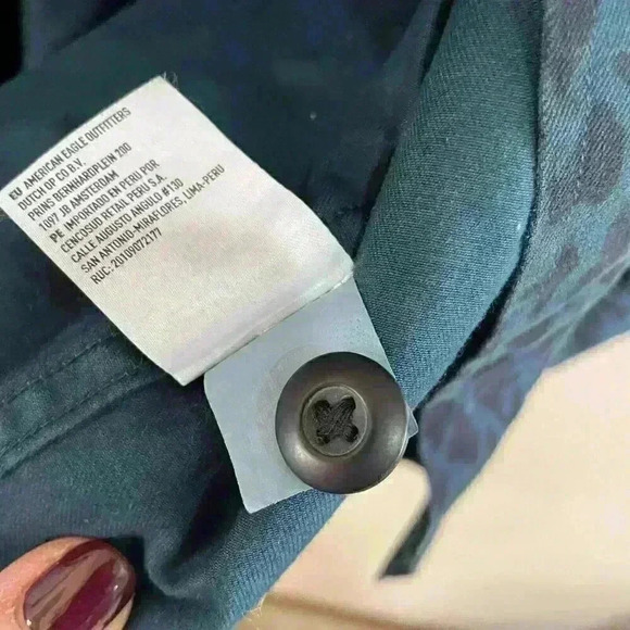 AMERICAN EAGLE Surplus Military Shirt Medium Blue Cheetah PUNK Jacket - Picture 7 of 8